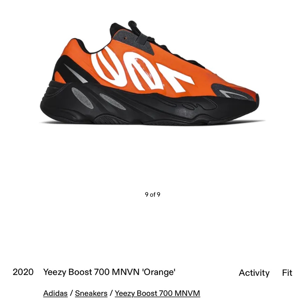 Adidas Yeezy Boost 700 MNVN Orange Men's Shoes, NWT. - Picture 5 of 7